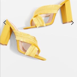 Yellow Fringed Cross front mules